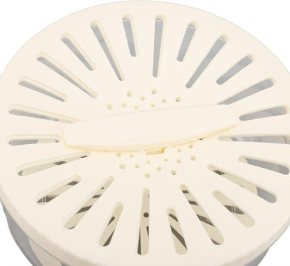 Fruit Vegetable Draining Bowl, Kitchen Strainer with Foldable Handle, Lid, Drain Tray, Rotating Fruit and Vegetable Washing Colander for Salad Mixing, Fruit Washing (White) - PuriLite