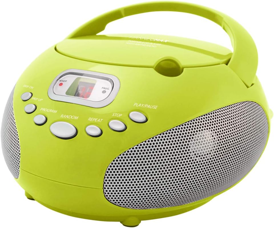 HANNLOMAX HX-319CD Portable CD Boombox, AM/FM Radio, LED Display, Aux-in Jack, AC/DC Dual Power Source. (Green) - PuriLite