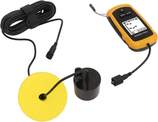 Akozon Portable Fish Depth Finder with LCD Display Handheld Fish Finder for Kayak and Boat Fishing, 200kHz Sonar Frequency, Castable - PuriLite