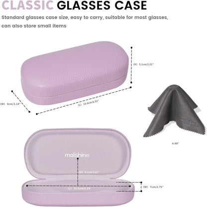 molshine Hard Shell Leather Sunglasses Case,Classic Large Glasses Case for Women Men,Sunglass Eyeglasses - PuriLite