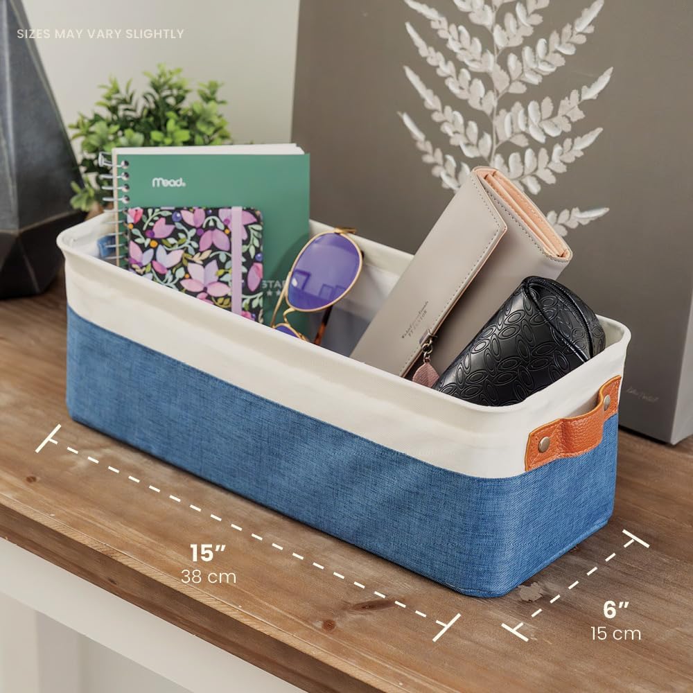 OrganiHaus Large Fabric Storage Baskets for Shelves 3 Pack, 15x11in Closet Storage Bins for Shelves, Cloth Baskets, Fabric Storage Cubes, Linen Closet Organizers, Fabric Basket, White Basket - PuriLite