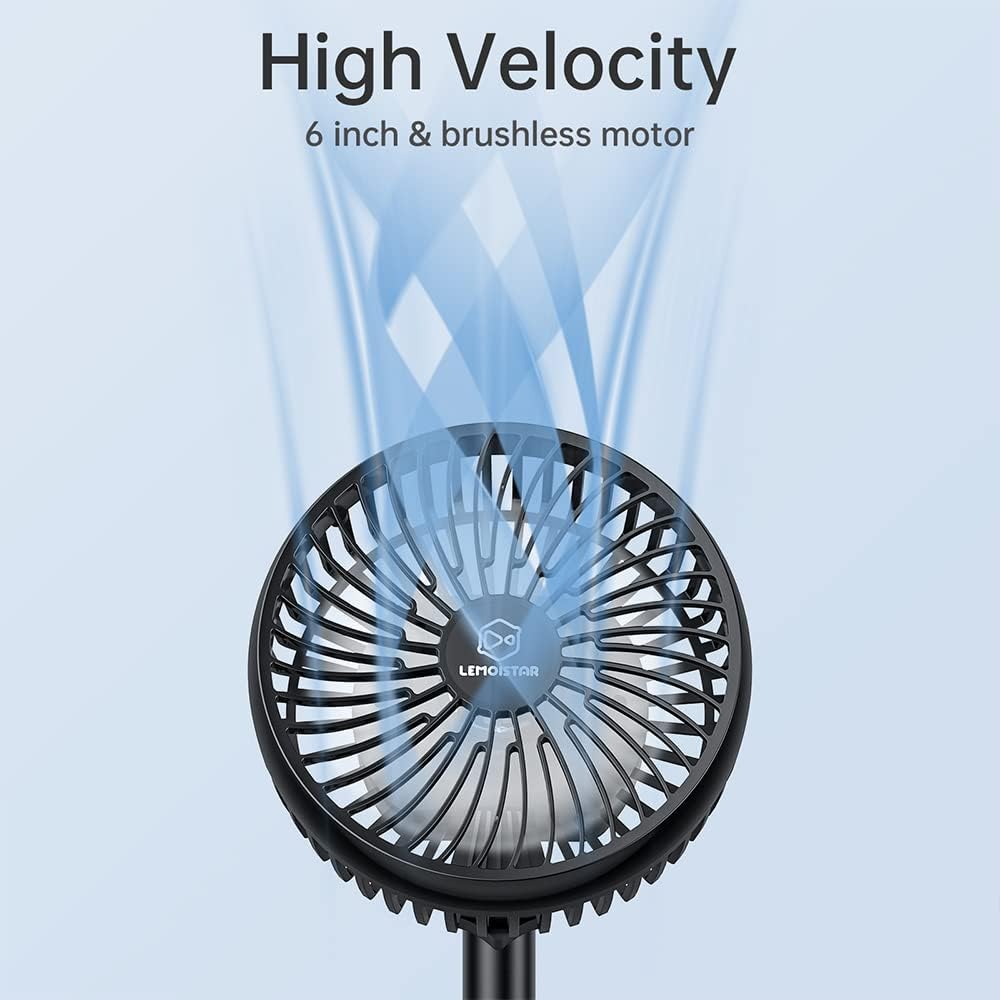 6 Inch Desk USB Fan with 4 Speeds - Adjustable Height, 72° Rotation, Quiet Table Fan for Home Office Cooling - PuriLite