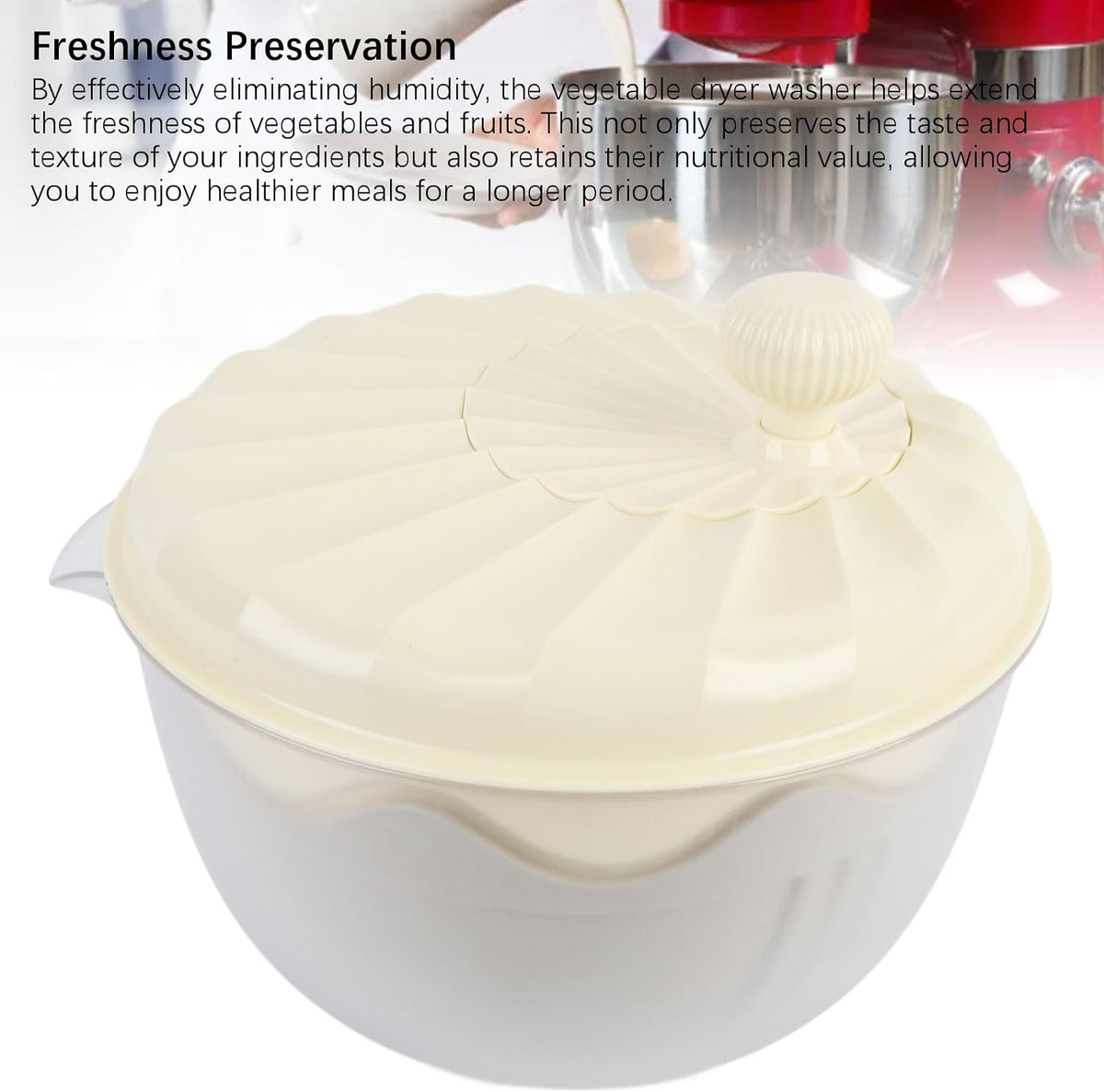 Salad Spinner High Efficiency Multifunctional Easy Using Vegetable Washer and Salad Chopper for Home (Beige) - PuriLite