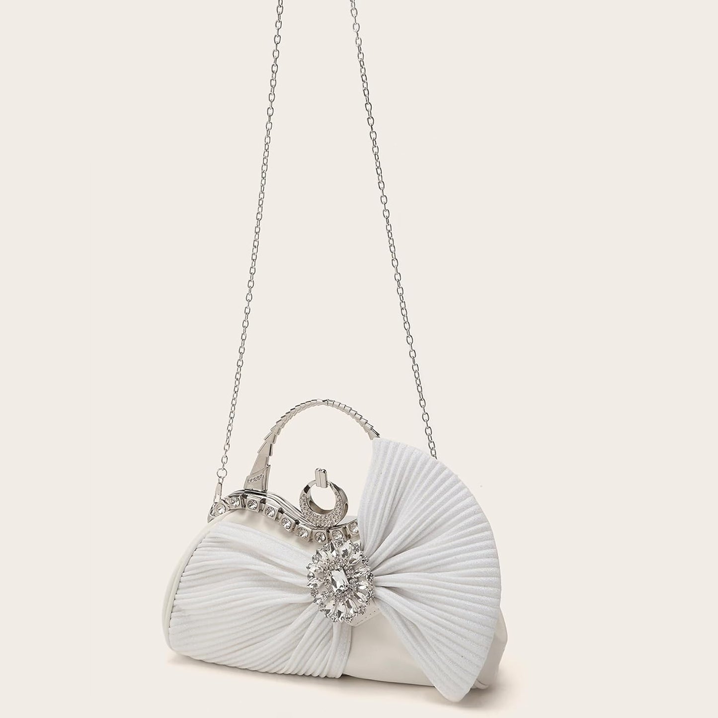 Buric Clutch Purses for Women Rhinestone Evening Handbag Bridal Wedding Prom Purse Formal Party Bow Tie Clutch for Women - PuriLite