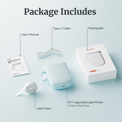 NIIMBOT D110 Mini Label Maker Machine with Tape(Pre-Cut Size 12x40mm), Portable Bluetooth Sticker Printer, Inkless Automatic Feeding One-Touch Custom Printing, Compatible with Phone Only - PuriLite