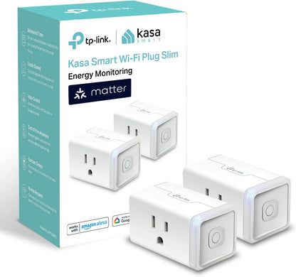 Kasa Smart Plug Mini by TP-Link (HS103P2) - Smart Home WiFi Outlet Works with Alexa, Echo and Google Home, No Hub Required, Remote Control, 2.4GHz WiFi Required, 15 Amp, UL Certified, 2-Pack, White - PuriLite