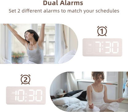 Purilite Select Wooden Digital Alarm Clock with Large LED Display - PuriLite