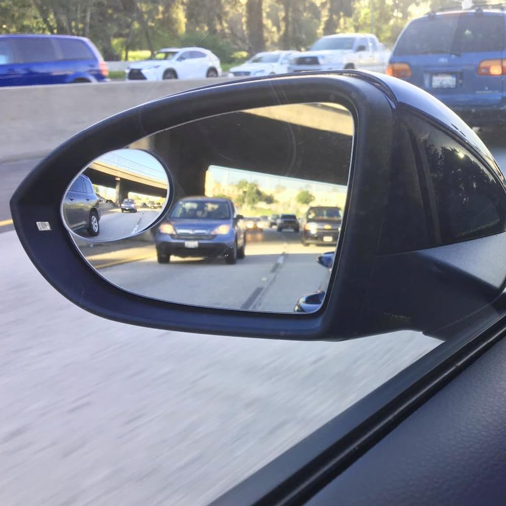Ampper Blind Spot Mirror, 2" Round HD Glass Frameless Convex Rear View Mirror, Pack of 2 - PuriLite