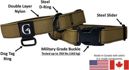 GOOSEMAN’S Gear - Dog Collar Medium and Large Breed - Made in Canada - Military Grade Buckle (Collier Pour Chien) (Ranger Green, X-Large) - PuriLite