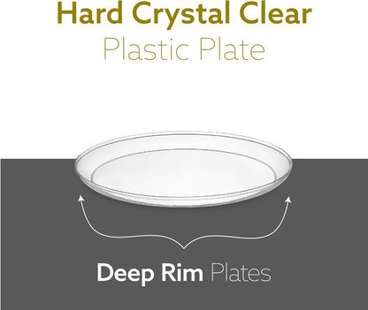 PLASTICPRO [30 Pack 10.7'' Christmass Green Plastic Party Plates Edge Collection Premium heavyweight Elegant Disposable Tableware Dishes - PuriLite