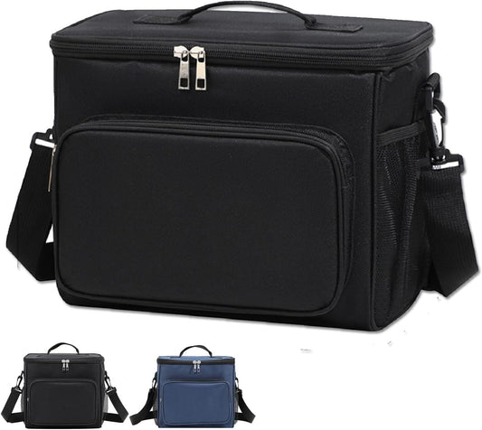 Lunch Bag for Adult Men Women Reusable 10L Large Thermos Lunch Box Food Cooler Bag Leakproof Heated Lunch Bag for Work Office Outdoor Picnic School Unisex Insulated Bag, 12+ Cans (Black) - PuriLite