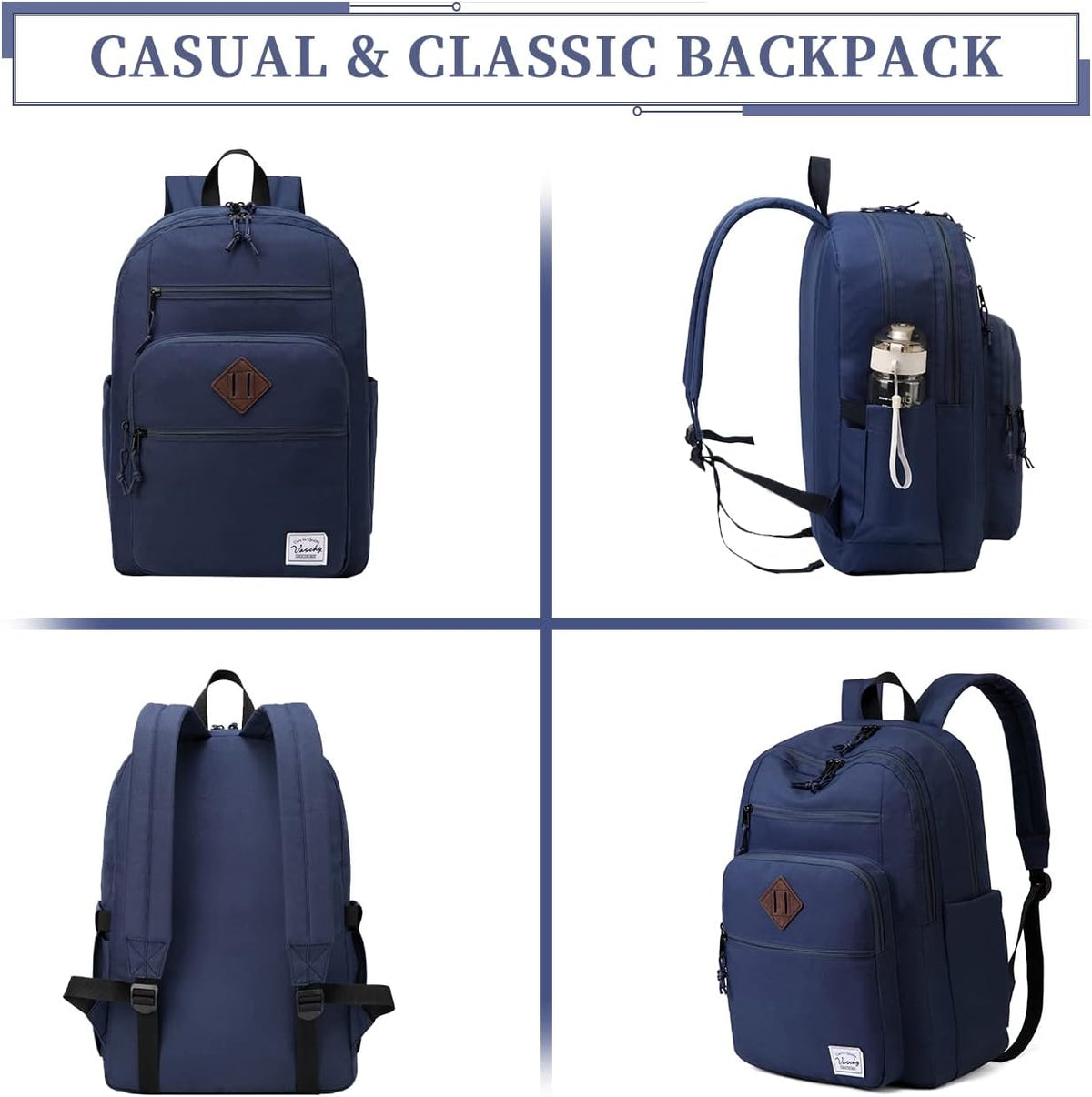School Backpack for Men Women,Vaschy Lightweight School Bag Bookbag Casual Daypack for High School/College/Teens/Travel/Work - PuriLite