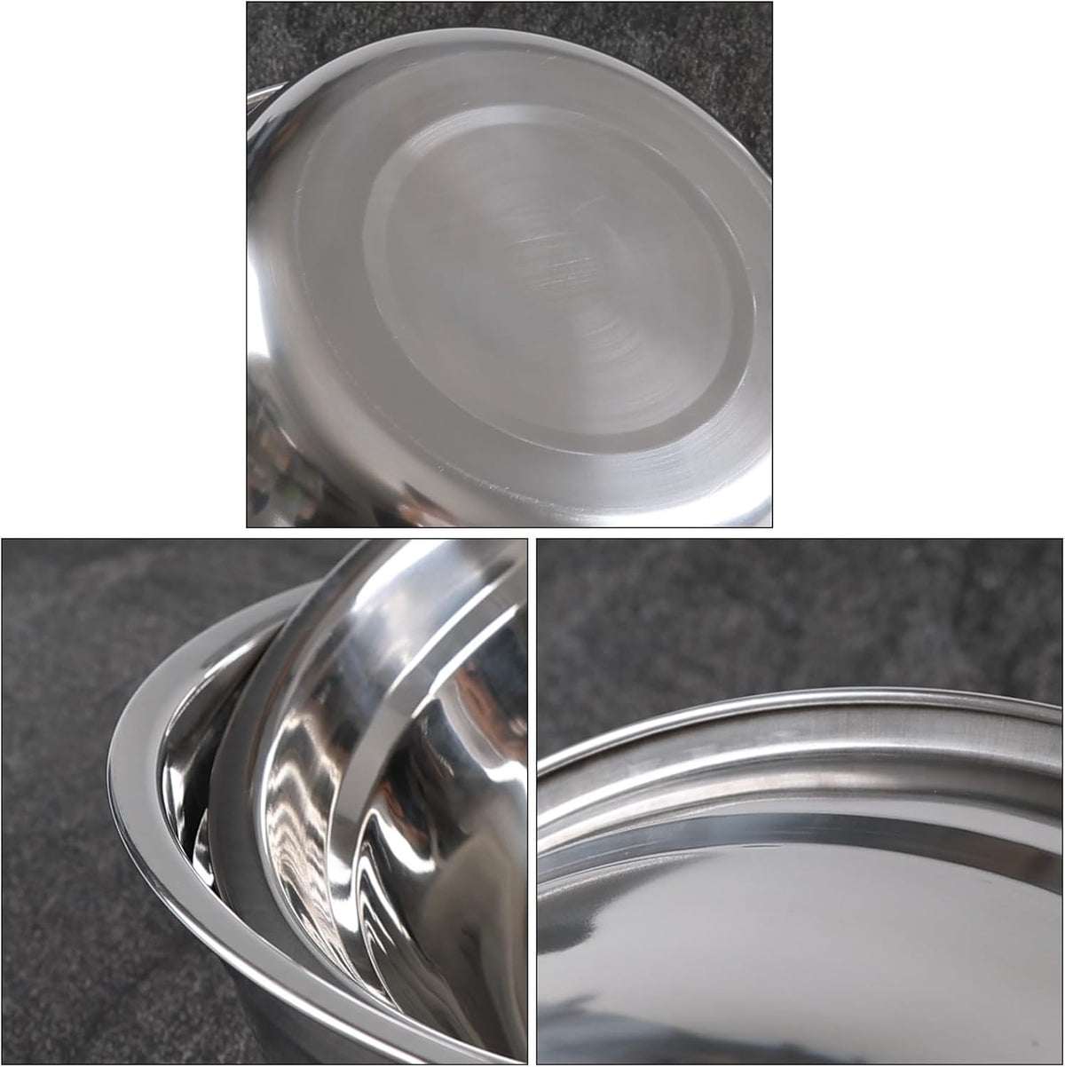Tyminin Set of 4 Stainless Steel Serving Bowls, Metal Prep Mixing Bowls for Kitchen - PuriLite