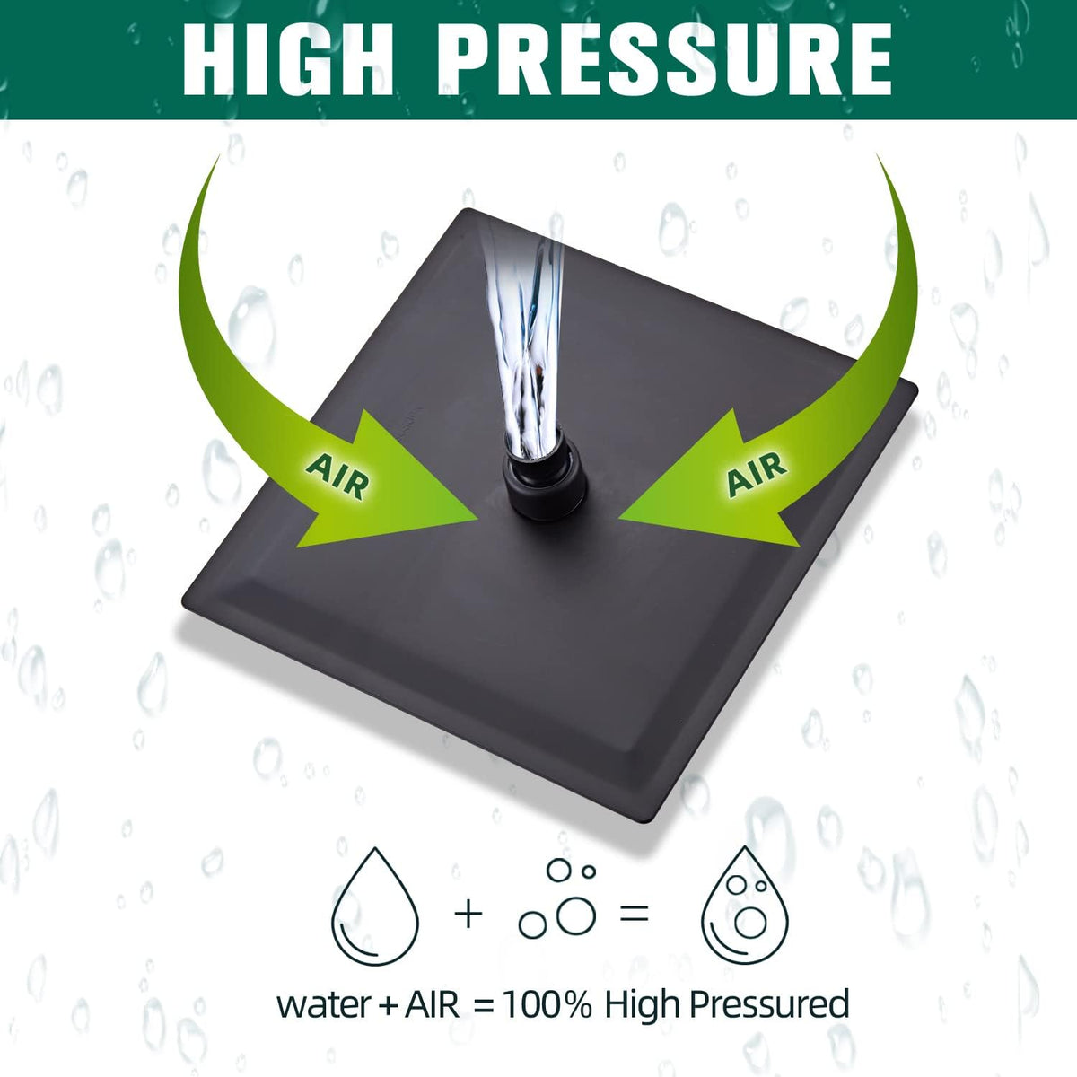 LCEVCGK Shower Faucet Set Complete Matte Black Shower System with 8 inch Square Rainfall Shower Head 3-Function Handheld Shower Waterfall Bathtub Spout Rain Shower Combo Set Bathroom Wall Mounted - PuriLite