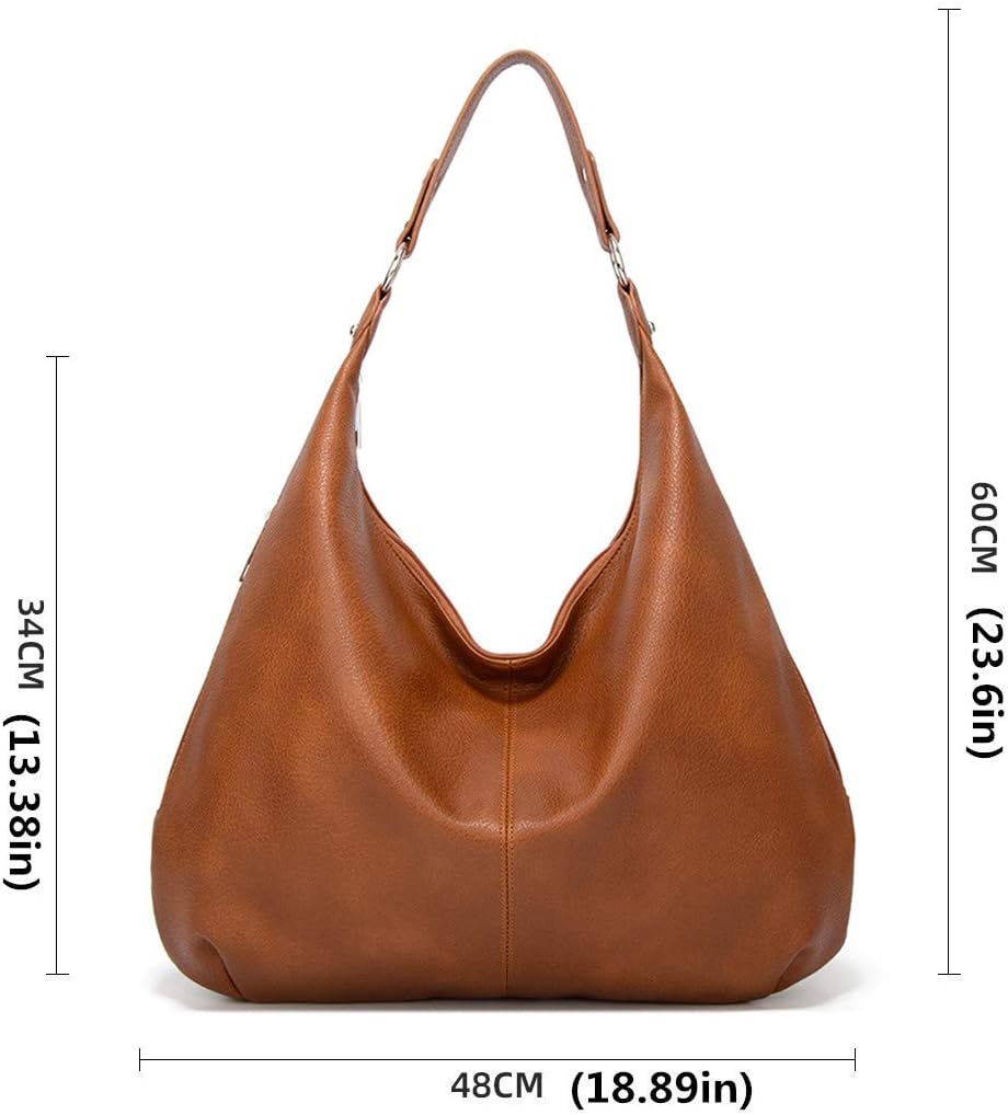 Ashioup Hobo Bags for Women Soft PU Leather Shoulder Bag Vintage Slouchy Handbag with Zipper - PuriLite