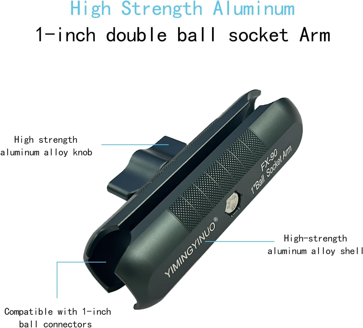 YIMINGYINUO Double Socket Arm Compatible with RAM Mounts B Size 1" Ball Components for Bike/Motorcycle/ATV Phone Mount, Emeralds (Short Arm) - PuriLite