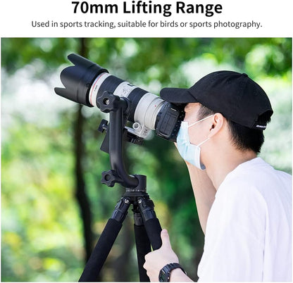 K&F Concept Professional Gimbal Head Heavy Duty Metal 360 Degree Panoramic Tripod Head with Standard 1/4'' Quick Release Plate and Bubble Level for Digital SLR Cameras Up to 20KG/44LBS - PuriLite
