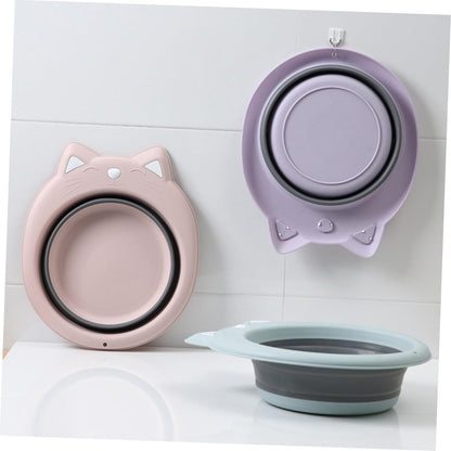 Kisangel Portable Foldable Washbasin Cat Shape Cartoon Design PP Material Space Saving Wash Tub for Bathing - PuriLite
