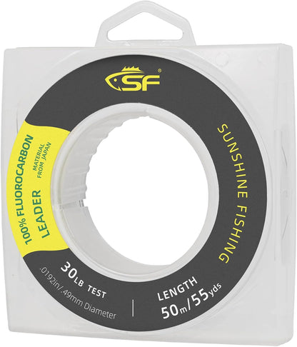 SF 100% Pure Fluorocarbon Leader Material Fishing Line Virtually Invisible Shock Resistant Increased Sensitivity Sink Fast Clear 55yd - PuriLite