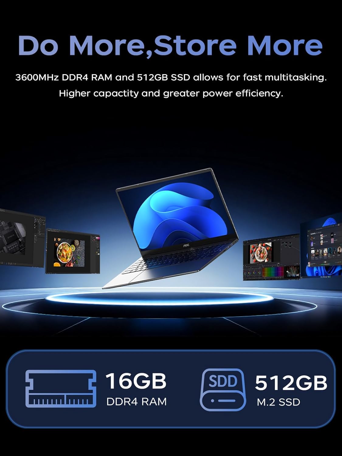 2025 AOC TX15 Laptop, 15.6-inch FHD (1920 x 1080) Display, Intel N150(4C/4T) Processor, 16GB DDR4 RAM, 512GB SSD, Windows 11 Pro, WiFi5, BT5.0, 38Wh Battery, Gray - PuriLite