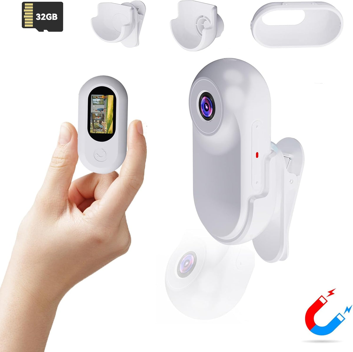 Mini Body Camera 1080P with 32GB Card Helmet Camera Body Cameras with Audio and Video Recording Multi-Function Accessory Bodys Cam - PuriLite