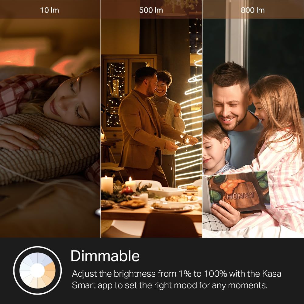 Kasa Smart Light Bulbs, Full Colour Changing Dimmable Smart WiFi Bulbs Compatible with Alexa and Google Home, A19, 9W 800 Lumens,2.4Ghz only, No Hub Required, 2-Pack (KL125P2), Multicolour - PuriLite