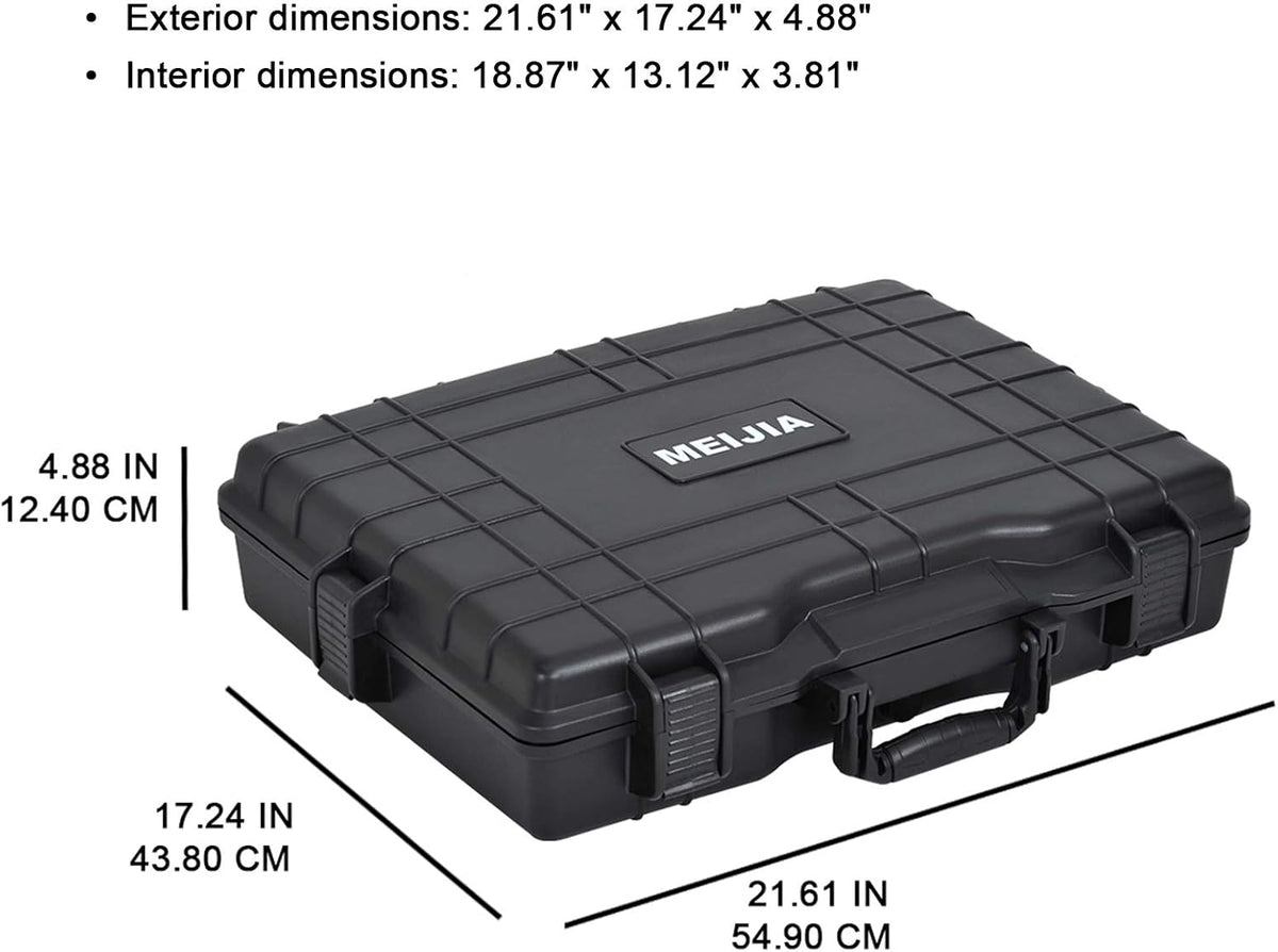 MEIJIA Portable Waterproof Protective Hard Case,Camera Case with Customizable Fit Foam Inserted, Elegant Black (9.17"x 7.56"x4.33") - PuriLite