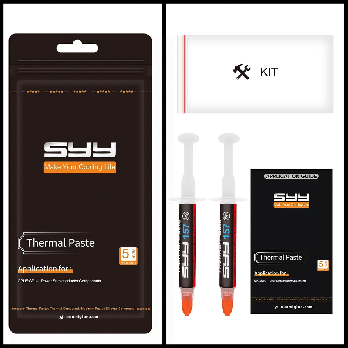 Thermal Paste, SYY 4G with Toolkit CPU Paste Thermal Compound Paste Heatsink for IC/Processor/CPU/All Coolers, Carbon Based High Performance, Thermal Interface Material - PuriLite