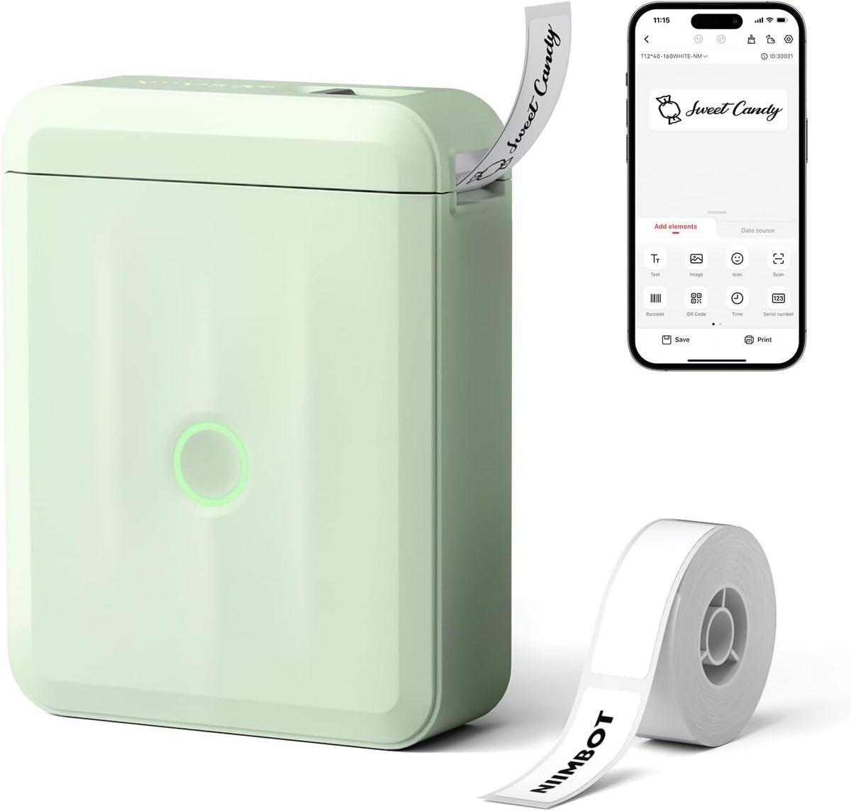 NIIMBOT D110 Mini Label Maker Machine with Tape(Pre-Cut Size 12x40mm), Portable Bluetooth Sticker Printer, Inkless Automatic Feeding One-Touch Custom Printing, Compatible with Phone Only - PuriLite