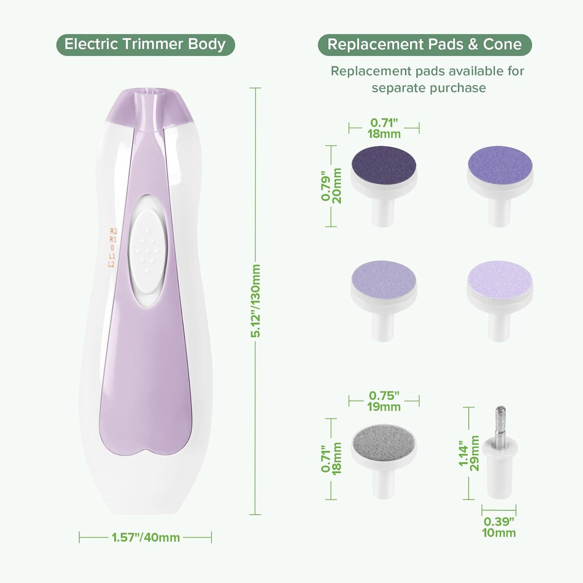 haakaa Baby Nail Trimmer Electric Safe Baby Nail Clippers Baby Nail File Kit Manicure Set, Trim Polish Grooming kit for Newborn Toddler or Adults Toes Fingernails, 6 Grinding Heads and LED Light - PuriLite