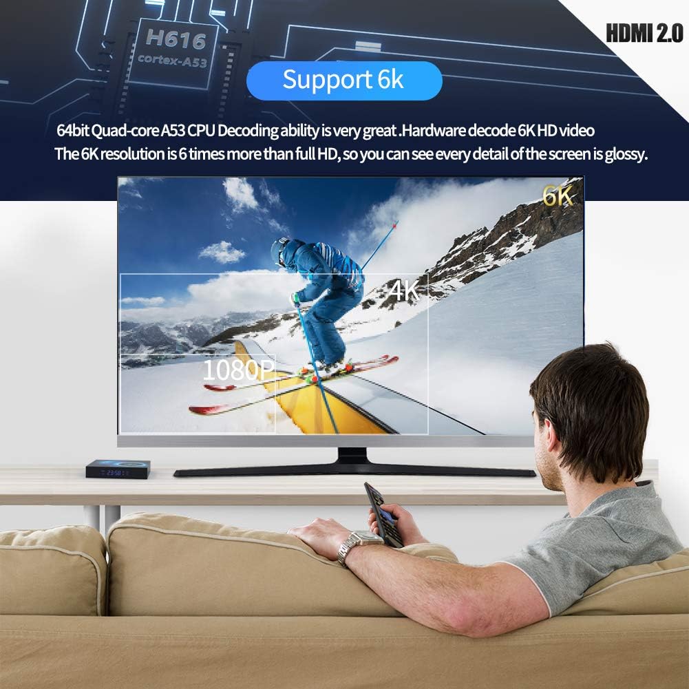 Android Box 10.0,Sidiwen Android TV Box 10.0 4GB RAM 32GB ROM Quad-core Cortex-A53 with WiFi 2.4G/5G Bluetooth 5.0 Support Ethernet 10M/100M - PuriLite