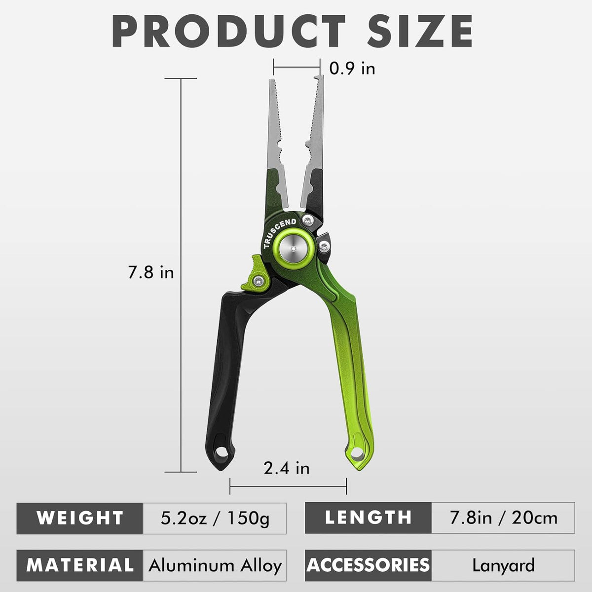 TRUSCEND Lockable Handy Fishing Pliers with Innovative Ergonomic Handle, Saltwater Corrosion Resistant Teflon Coated Fishing Tool, Multi-Function Fishing Gear with Mo-V Cutter, Amazing Fishing Gift - PuriLite