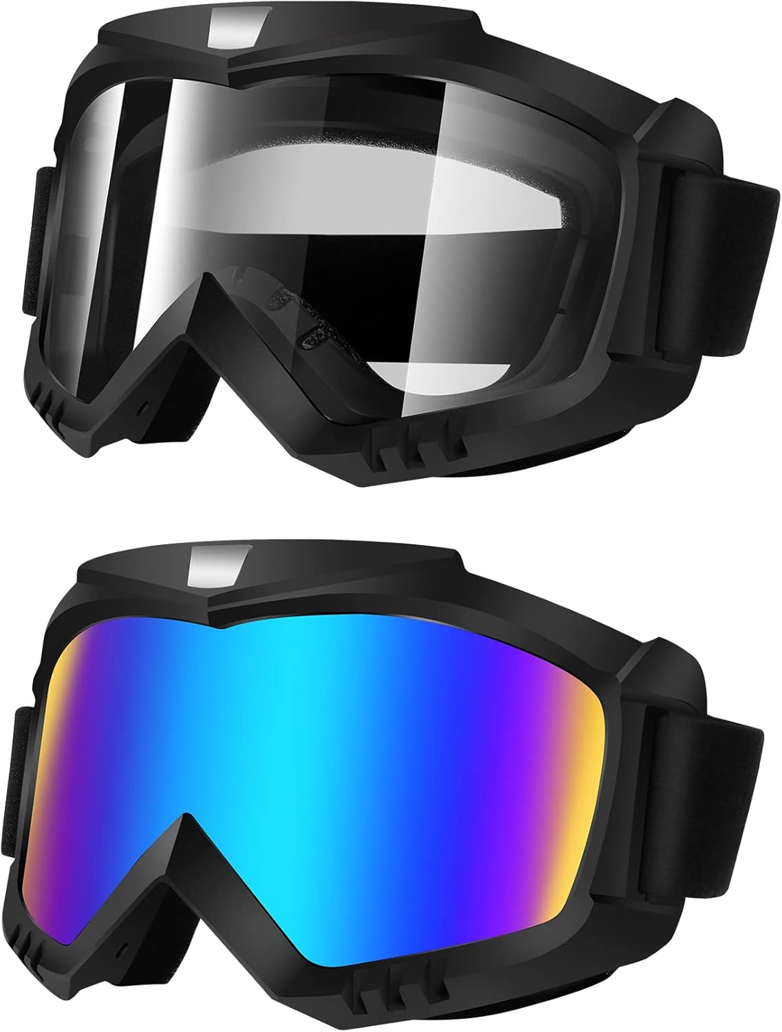 Lievermo Dirt Bike Goggles, Motorcycle Goggles 2 Pack ATV Goggles Riding Goggles Ski Goggles Windproof Glasses Racing Goggles - PuriLite