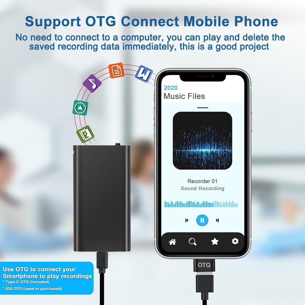 16GB Digital Voice Recorder with AI-Intelligent Triple Noise Reductio，Recorder with Playback for Meetings/Interviews/Classroom - PuriLite