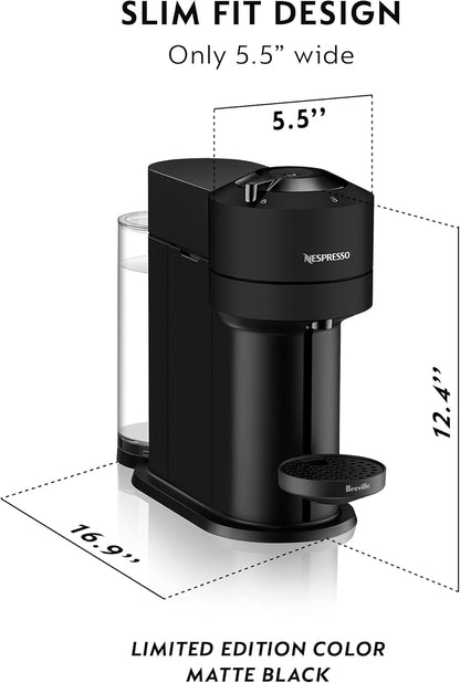 Nespresso Vertuo Next Coffee and Espresso Machine by Breville with Aeroccino Milk Frother - Light Grey - PuriLite