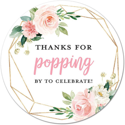 40 Thanks for Popping by! Popcorn Favor Stickers (Gold on White) - PuriLite
