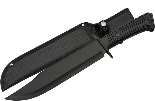 SZCO SUPPLIES 15" Outdoor Survival Black Tech Bowie Blade Knife - PuriLite