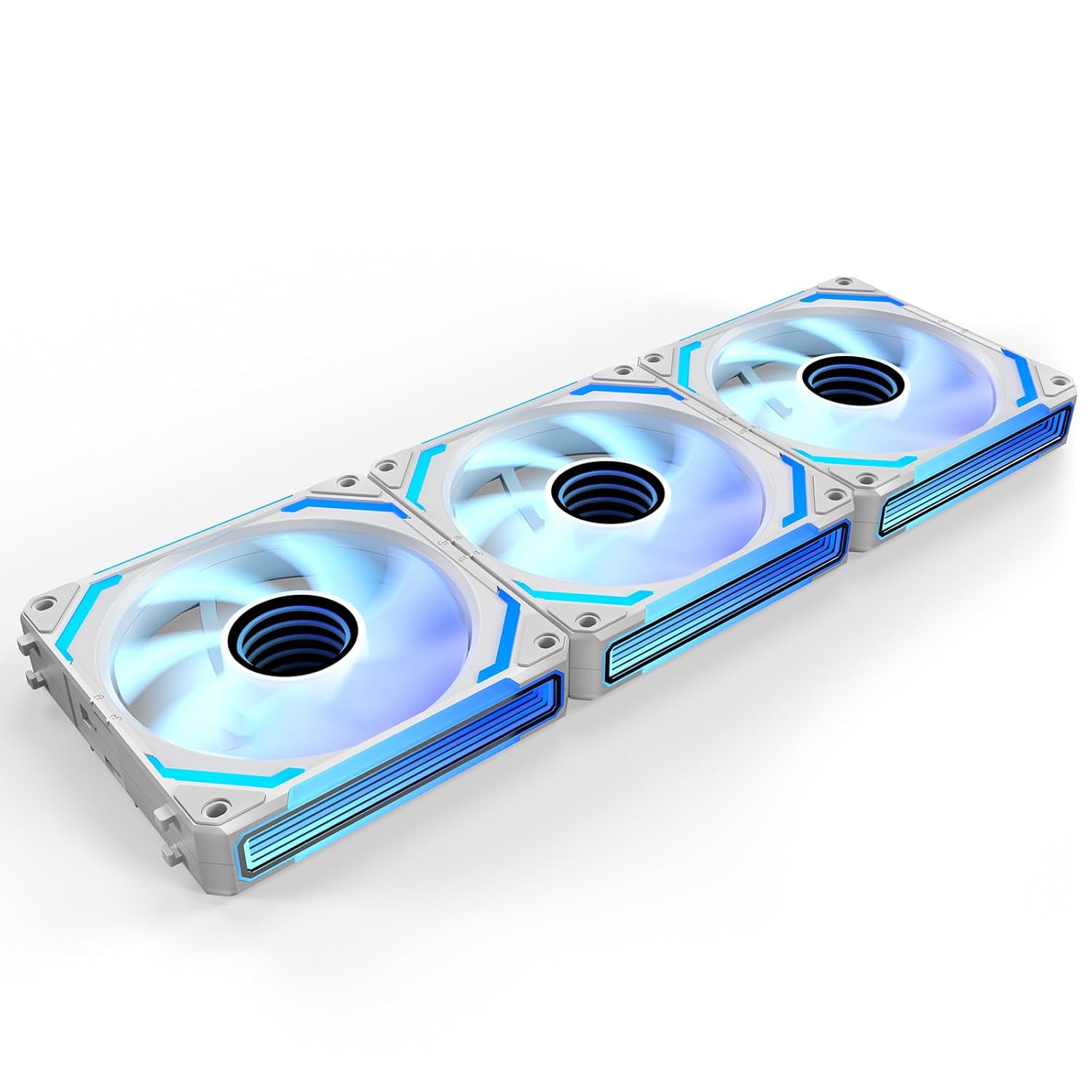 AsiaHorse COSMIQ-Black 120mm PC RGB Fans, 5V 3-PIN Connector Daisy Chain FDB PWM Computer Case Fans with RGB Controller for Cases CPU Liquid Coolers, 3Pack (Black) (White, 3_Pack_Forward_Blade) - PuriLite