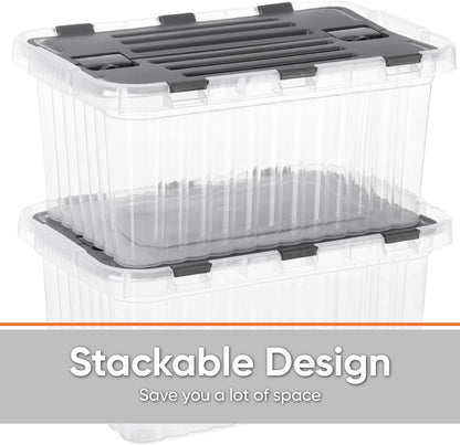 Superio Storage Bins with Lids- 3 Pack, 1.85 Qt Clear Boxes for Organizing, Stackable Plastic Containers- BPA Free, Non-Toxic, Odor Free, Organizer for Home, Office, Dorm - PuriLite