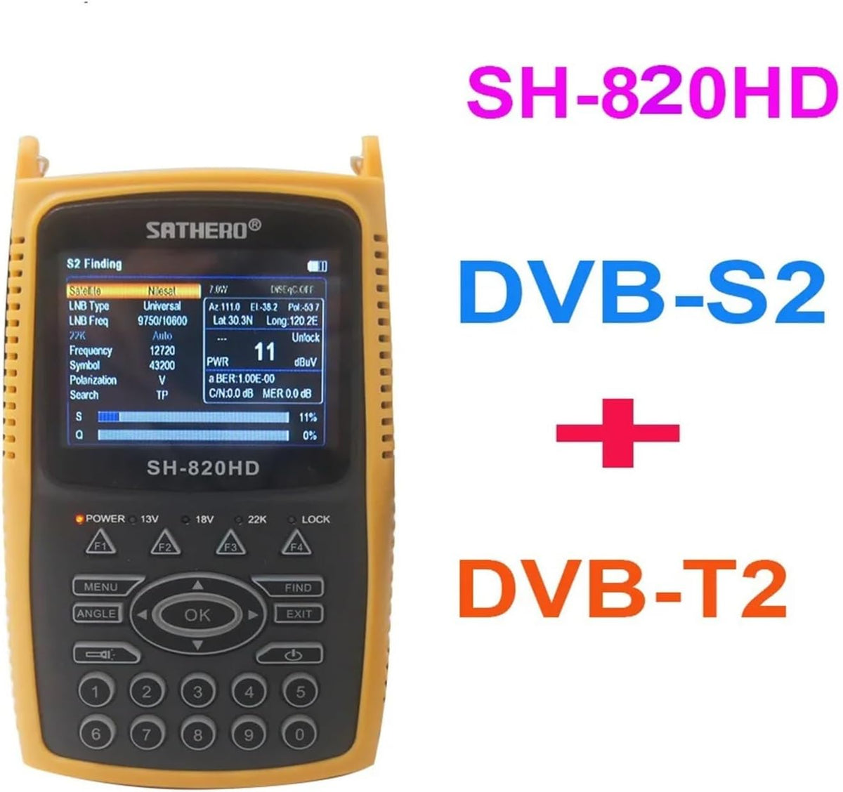 SH-820HD 3.5inch Combo Satfinder Satellite Finder Meter H.265 HEVC DVB-S/S2/T/T2/C/CCTV HD Digital Signal Finder Meter(S2) - PuriLite