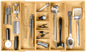 Adjustable Bamboo Kitchen Drawer Organizer, Extra-Wide Expandable Utensil and Junk Drawer Tray with 9 Compartments - PuriLite