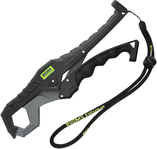 Booms Fishing G05 Fish Lip Gripper Saltwater, 9.4" Plastic Catfish Grippers Pliers, Fish Grabber Tool with Lanyard, Fish Grips for Kayak Fishing Accessories, Great Fish Holder for Caught Fish - PuriLite