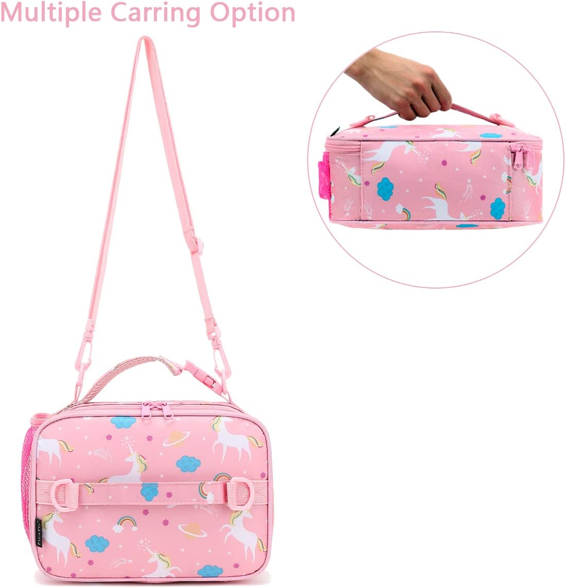 FlowFly Kids Lunch Box Insulated Soft Bag Mini Cooler Back to School Thermal Meal Tote Kit for Girls, Boys, Black - PuriLite