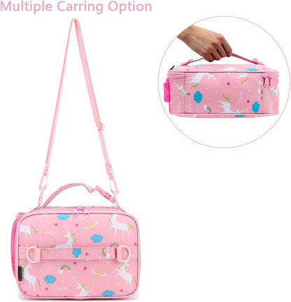 FlowFly Kids Lunch Box Insulated Soft Bag Mini Cooler Back to School Thermal Meal Tote Kit for Girls, Boys, Black - PuriLite