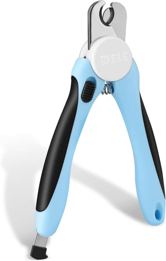 Flexzion Dog Nail Clippers Cat Nail Trimmer, Toe Claw Scissor Grooming Tool with Stainless Steel Blades, File Easy Grip Handle Safety Guard Avoid Overcutting for Small Medium Large Breed Puppy, Blue - PuriLite