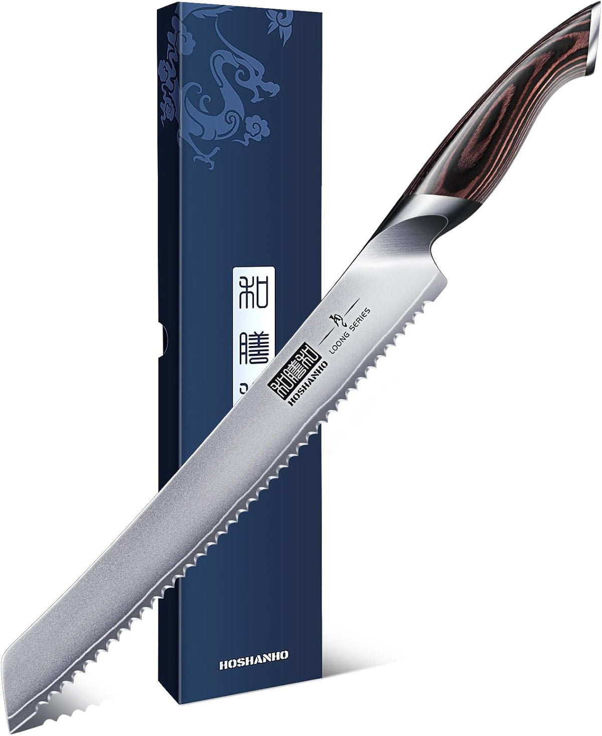 HOSHANHO Bread Knife 10 inch, Japanese High Carbon Stainless Steel Serrated Bread Knife, Professional Bread Cutting Knife for Homemade Bread - PuriLite