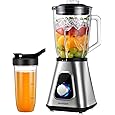 JUSANTE Smoothie Blender, 1000W Professional Kitchen Blender with Glass Jar for Shakes & Smoothies High Speed Countertop Blender for Ice Frozen Drinks - PuriLite