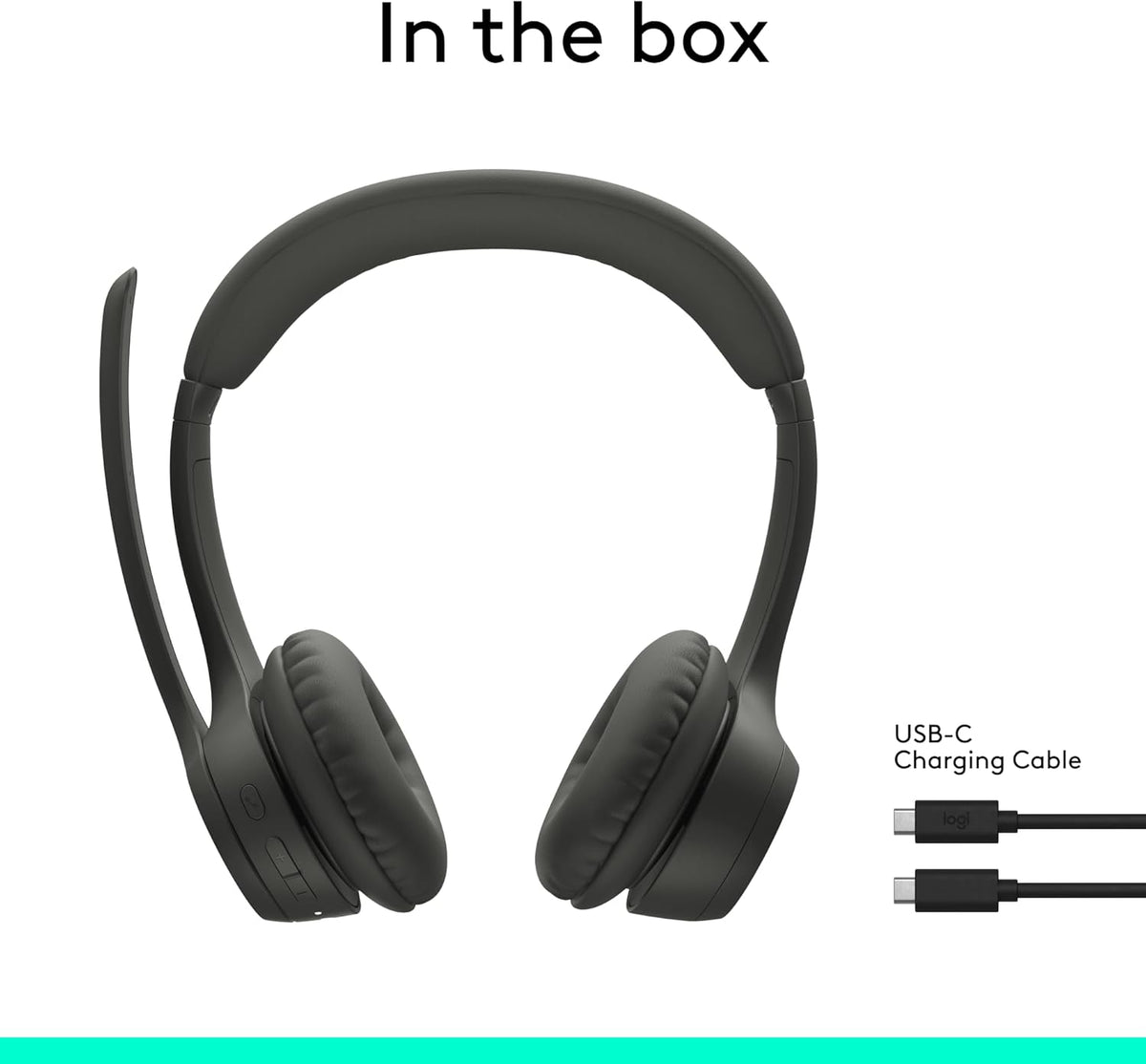 Logitech Zone 301 Wireless Bluetooth Headset with Noise-Canceling Microphone, Compatible with Windows, Mac, Chrome, Linux, iOS, iPadOS, Android – Graphite - PuriLite