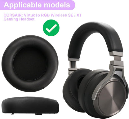 Sodorous Virtuoso RGB Ear Pads Replacement Compatible with Corsair Virtuoso RGB Wireless XT SE Gaming Headset, Protein Leather & Soft Memory Foam Ear Cups Cover - PuriLite