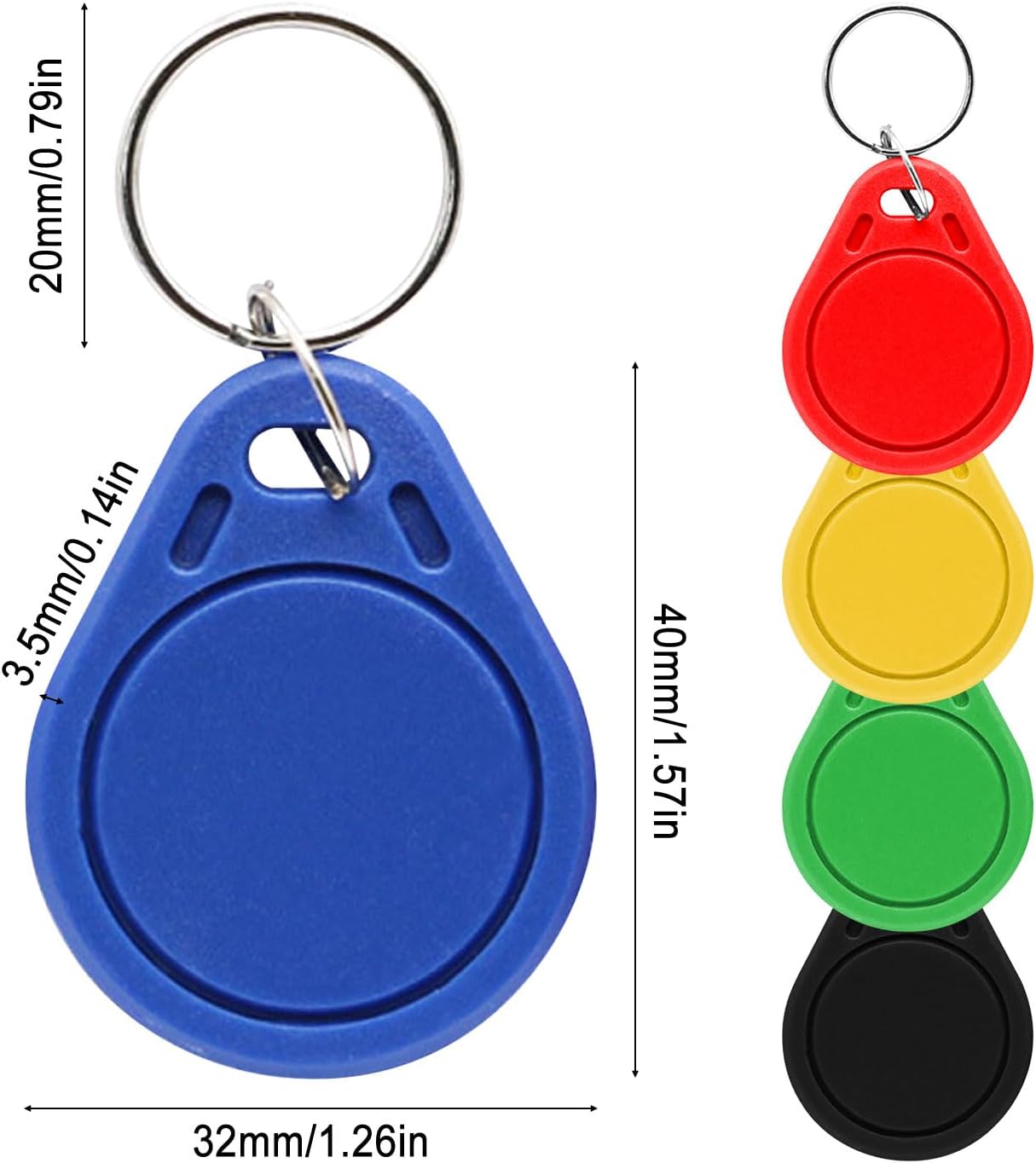 RFID Key Fobs 125KHz 50 PCS, T5577 Proximity ID Tag Rewritable Keypad Card Door Lock Entry Access Control System Fob Tag Wholesale (Black) - PuriLite